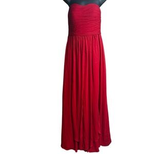 Azazie Red formal Gown chiffon strapless sweetheart neckline ruched fitted